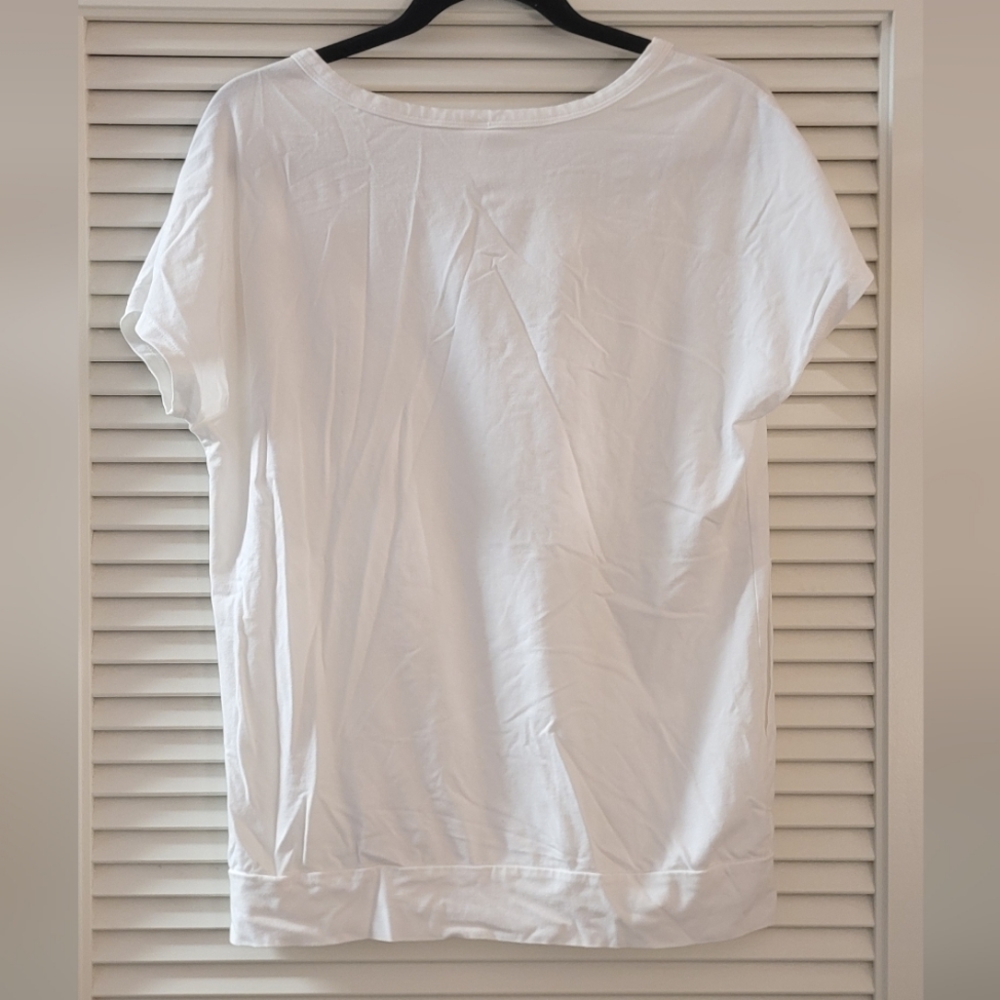 YSYOKOW - White Crew Neck Short Sleeve Top With Pockets - Picture 2 of 3